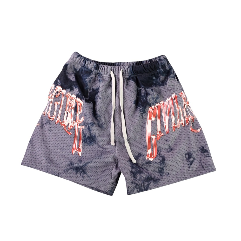 Civil Regime Mesh Shorts Mens Large Purple Tie Dye Chrome Graphic Streetwear
